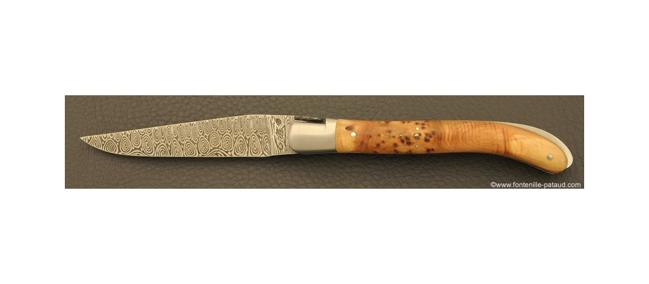 Laguiole Knife XS Damascus Range Juniper Burl