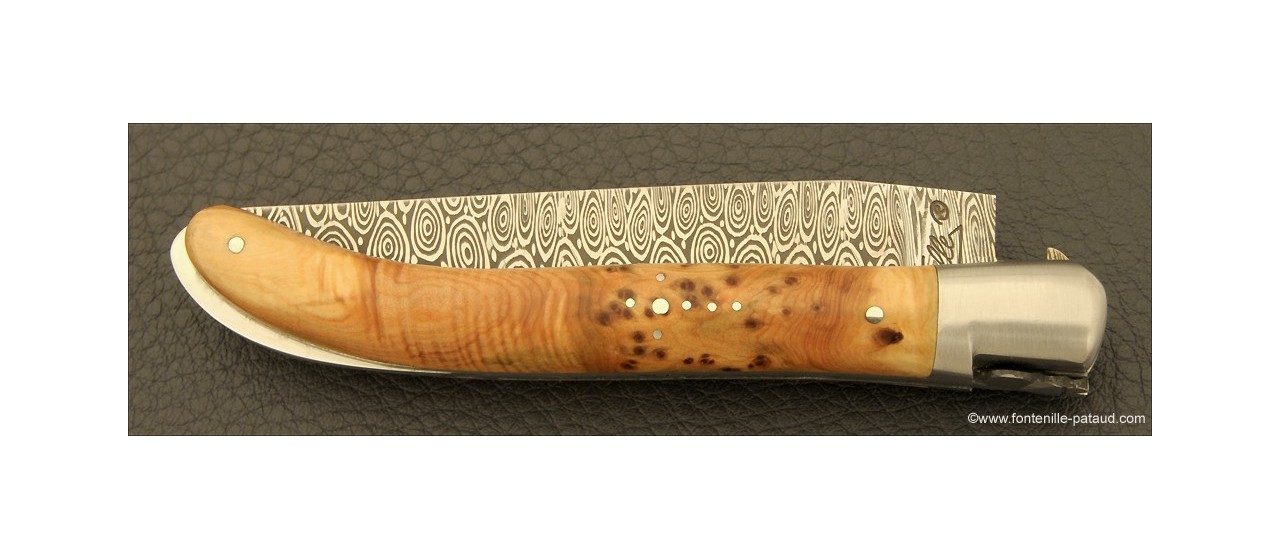 Laguiole Knife XS Damascus Range Juniper Burl