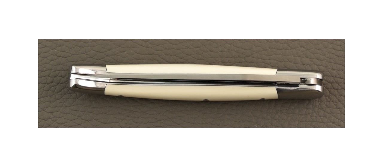 Laguiole knife 12cm, White Mammoth Ivory by Jérôme Latreille