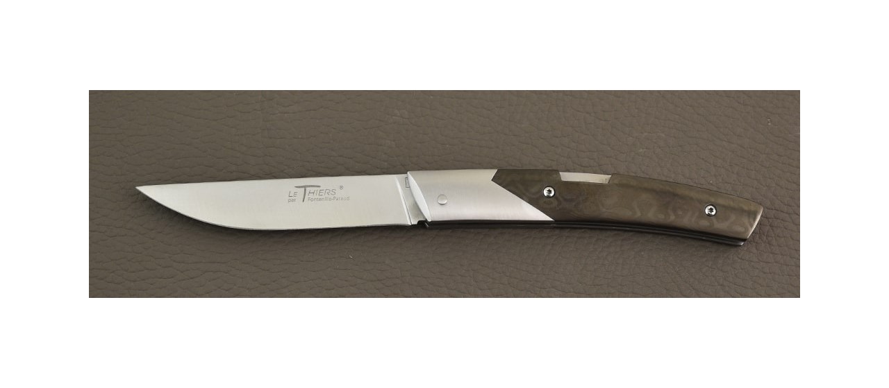 Couteau Le Thiers® Advance Fat Carbon Goutte Noire avec lame RWL34 fabriqué en France par Fontenille Pataud