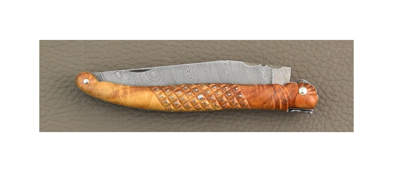 Laguiole delicate filewok damascus blade