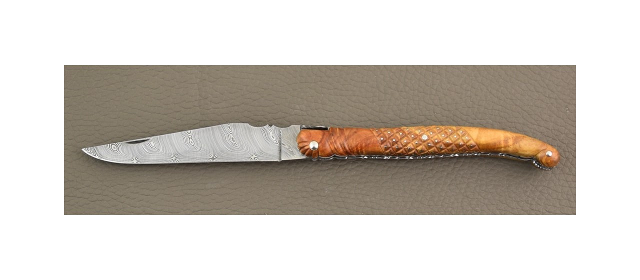 Laguiole delicate filewok damascus blade