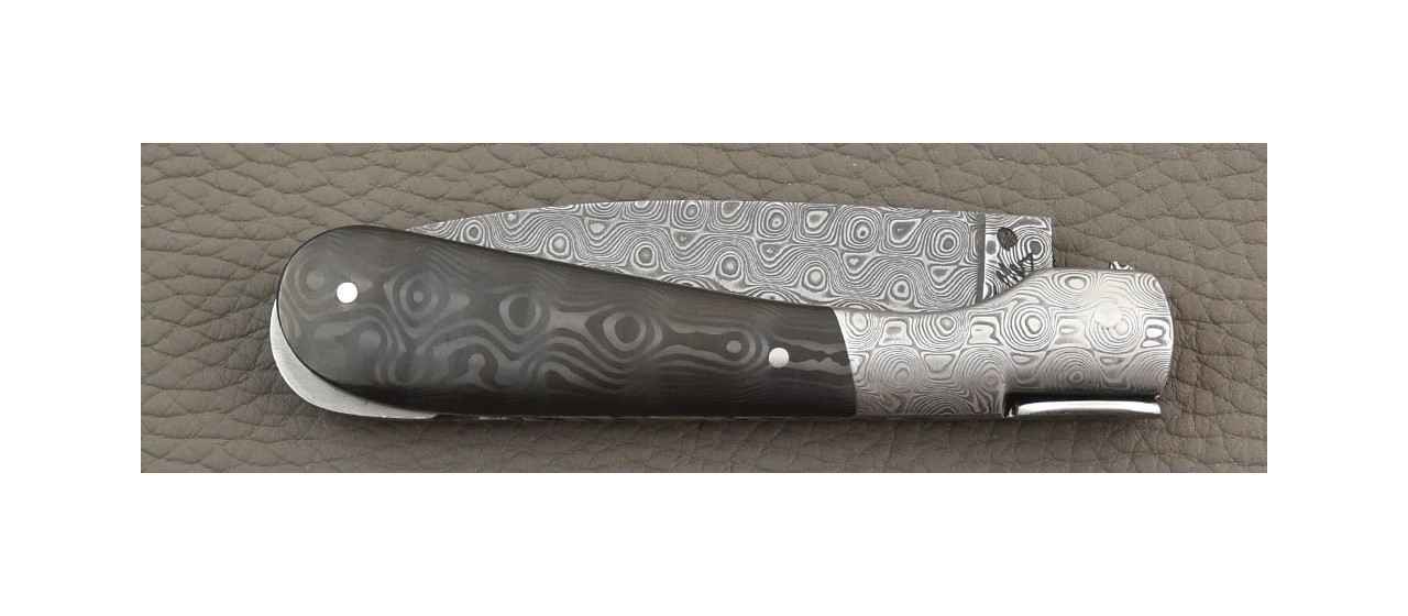 Corsican Pialincu Guilloché Damascus range Fat Carbon Black Drop