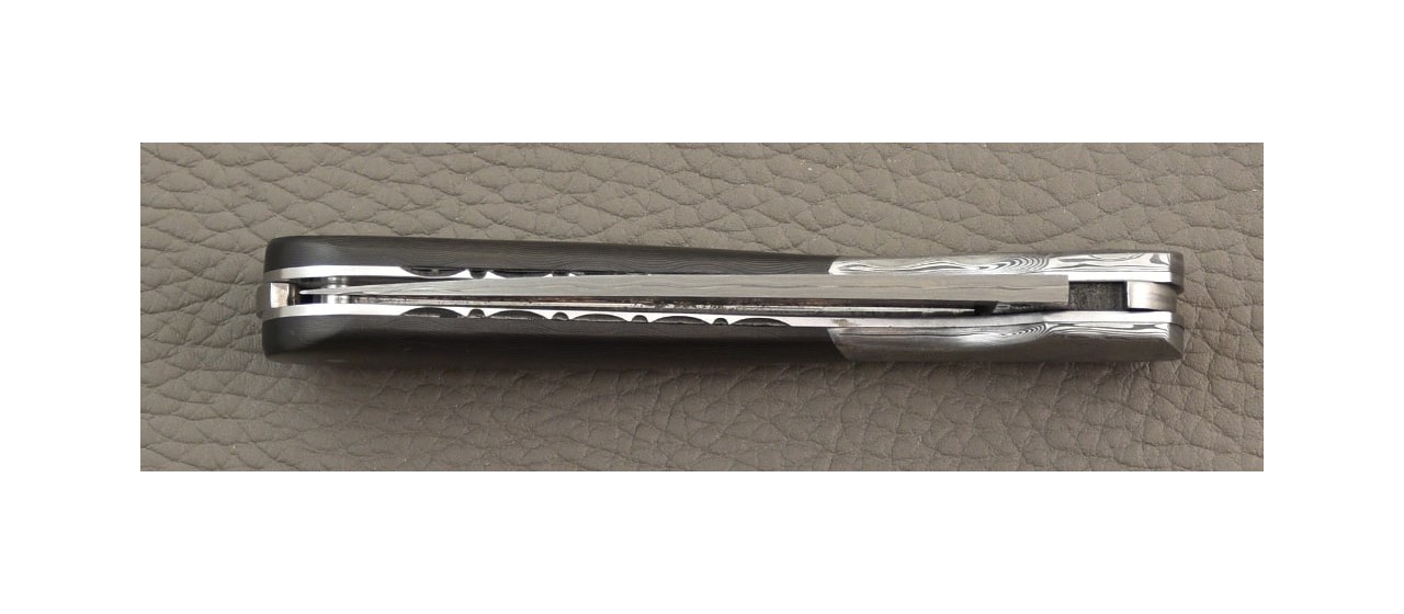 Corsican Pialincu Guilloché Damascus range Fat Carbon Black Drop