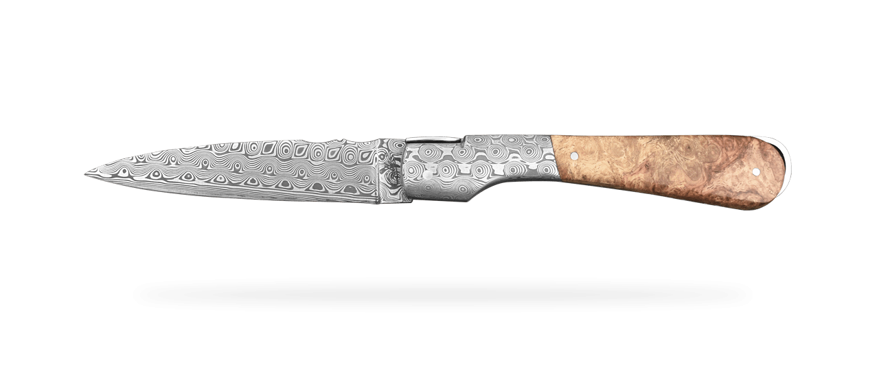 Corsican Sperone "Guilloché" Damascus Range Stabilized poplar burl