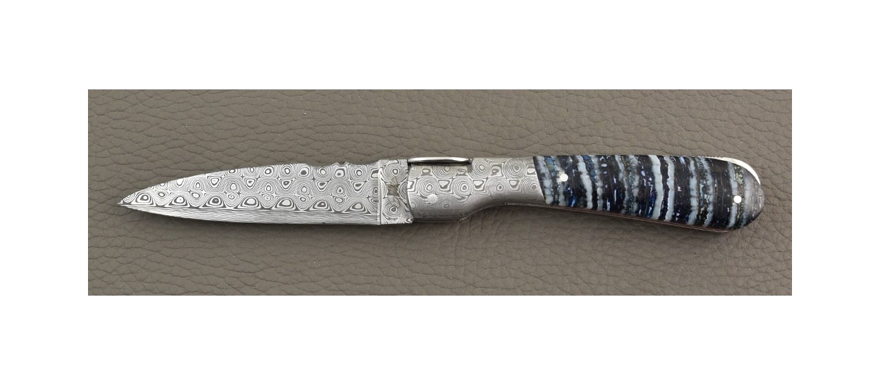 Corsican Pialincu "Guilloché" Damascus range Blue Molar of Mammoth