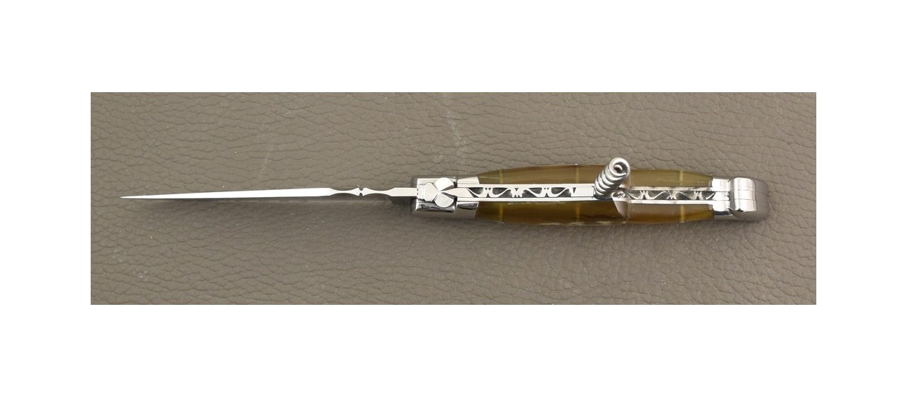 Couteau Laguiole Traditionnel 12 cm Classique avec Tire-Bouchon Corne de bélier