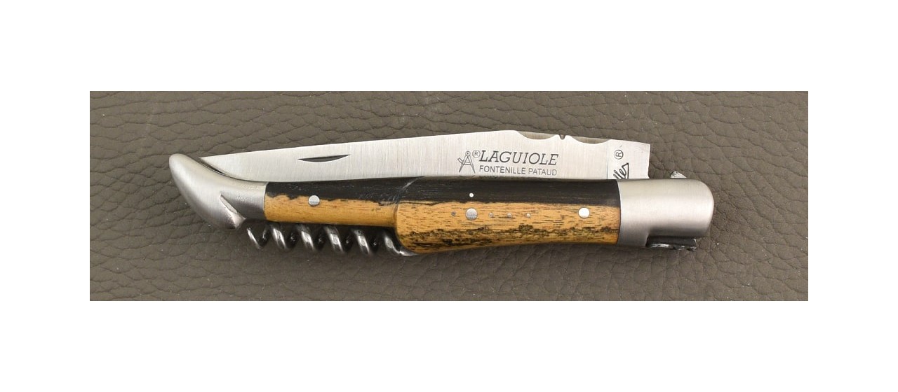 Couteau Laguiole Traditionnel 12 cm Classique avec Tire-Bouchon Ébène royal