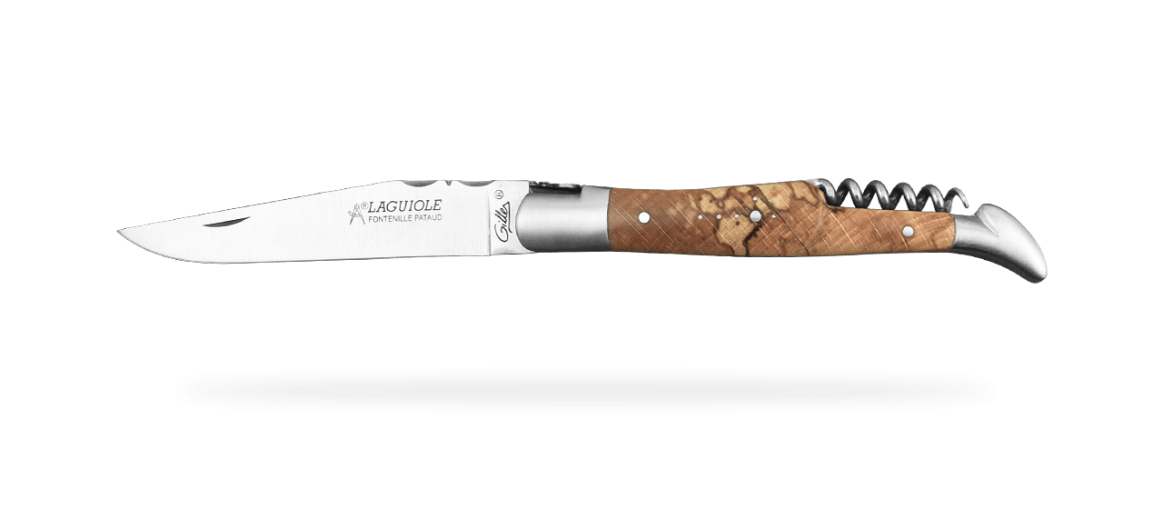 Couteau Laguiole Traditionnel 12 cm Classique avec Tire-Bouchon Hêtre stabilisé debout