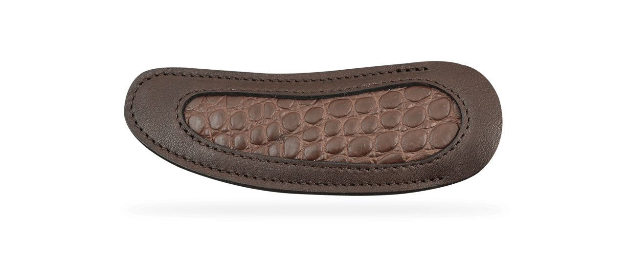 Genuine crocodile luxury leather pouch for Laguiole knife. Farmed (grown) animals. Made in France