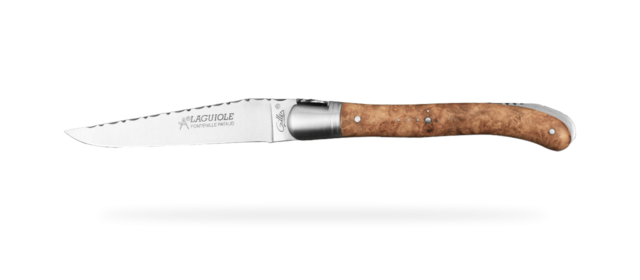 Guilloché range Laguiole knife with Amboyna burl