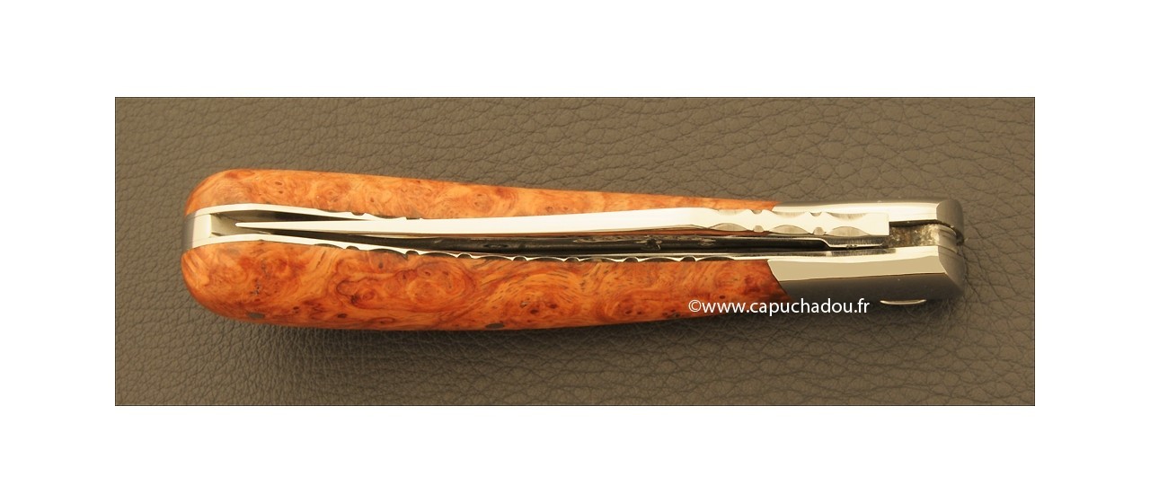 "Le Capuchadou®-Guilloché" 10 cm hand made knife, Amboyna burl