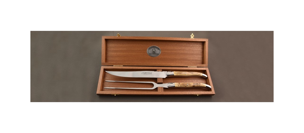 Laguiole Carving Set Brown fossilized Mammoth