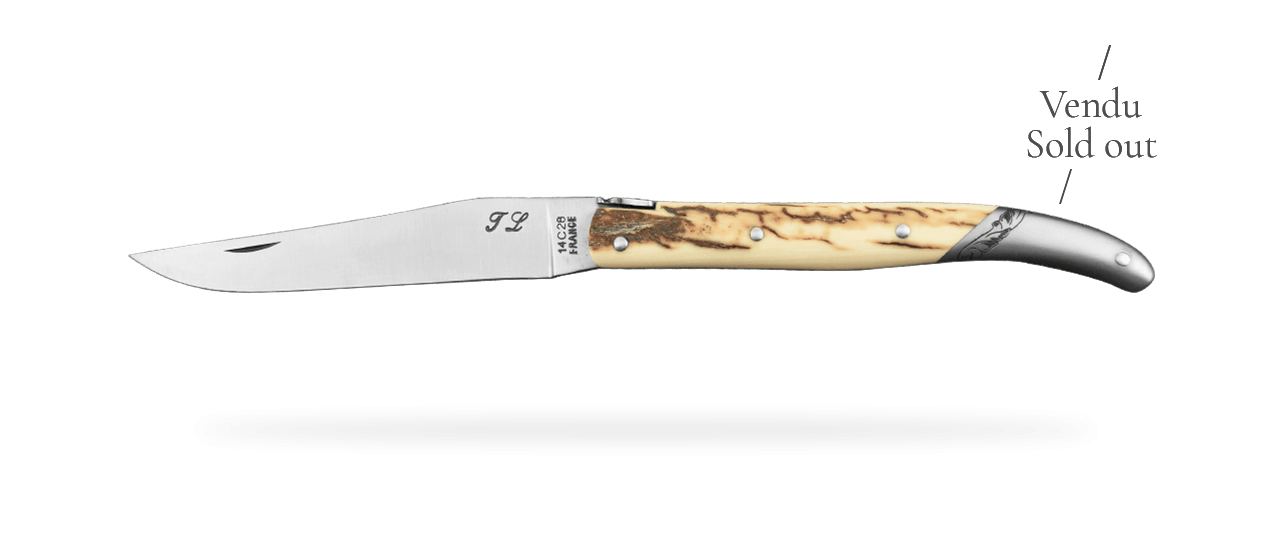 Laguiole knife 12cm back bolster, Brown Mammoth Ivory by Jérôme Latreille