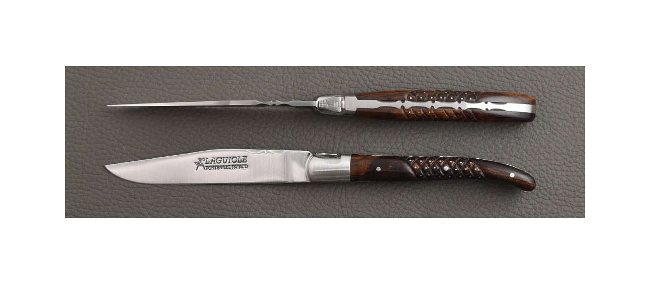 Set of 2 Laguiole Forged Steak Knives "Needles" Ironwood