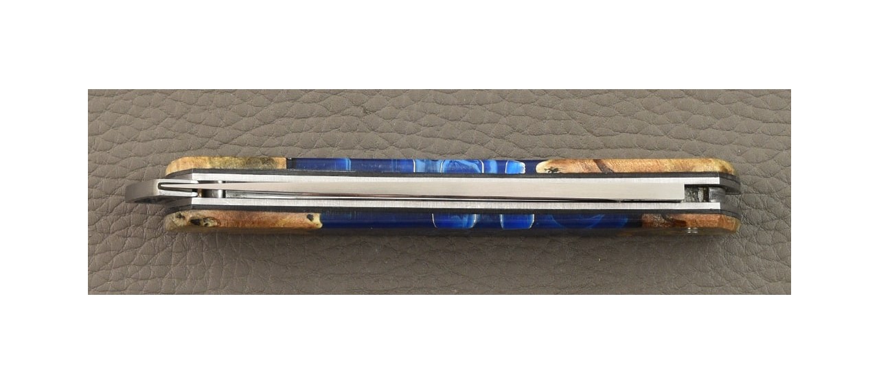 Le Thiers® Nature Full handle Stabilized red buckeye burr scales knife