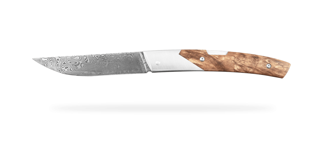 Le Thiers® Advance Damascus Stabilized Linden burl