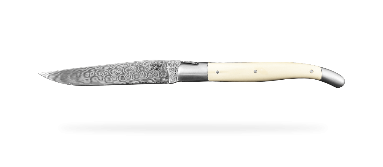 Laguiole 12cm Damascus blade, Mammoth Ivory by Jérôme Latreille