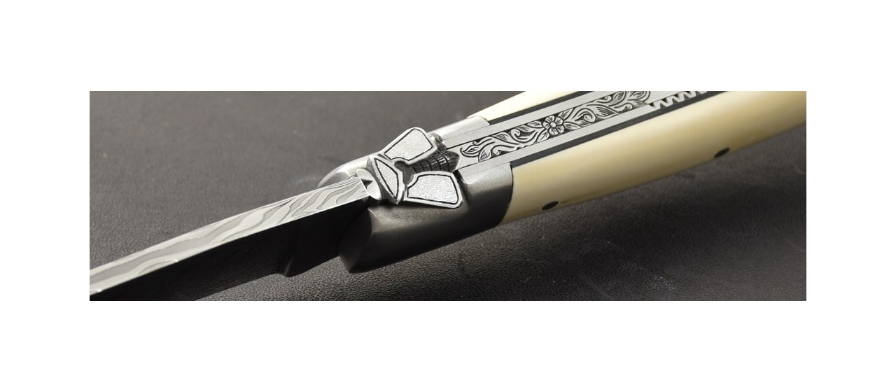 Laguiole 12cm Damascus blade, Mammoth Ivory by Jérôme Latreille