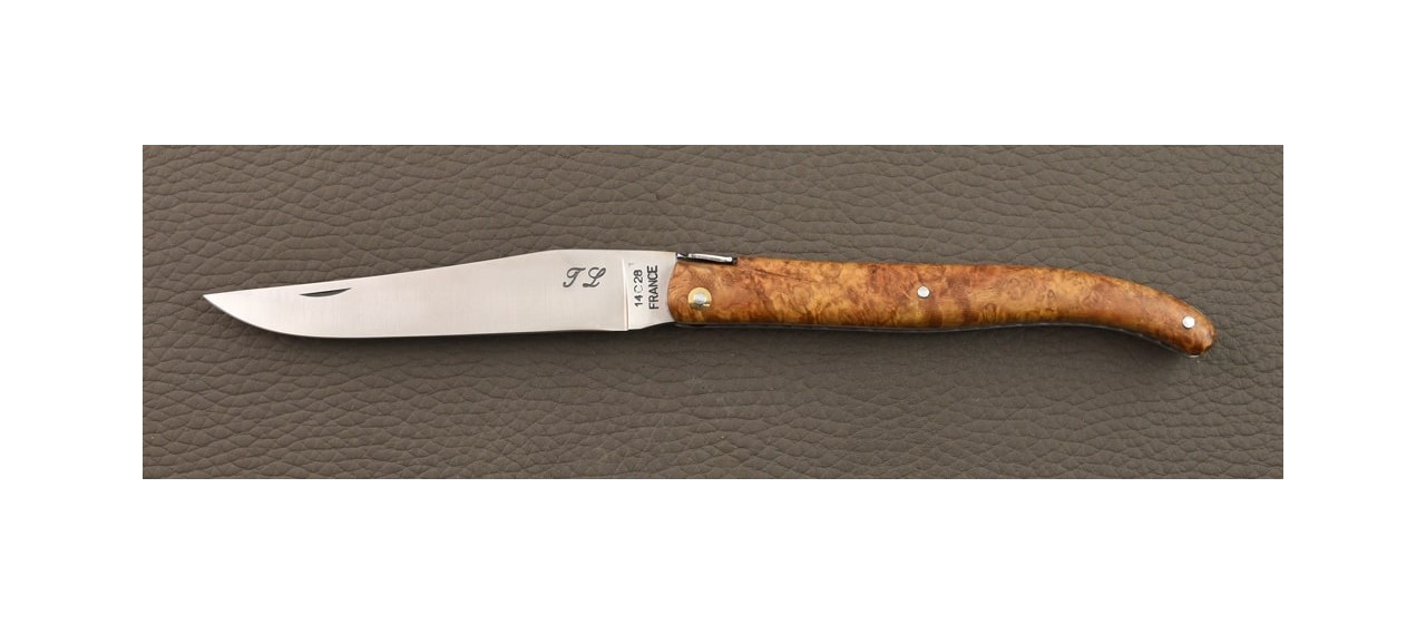 Laguiole 12cm full handle Rosewood burl knife by Jérôme Latreille