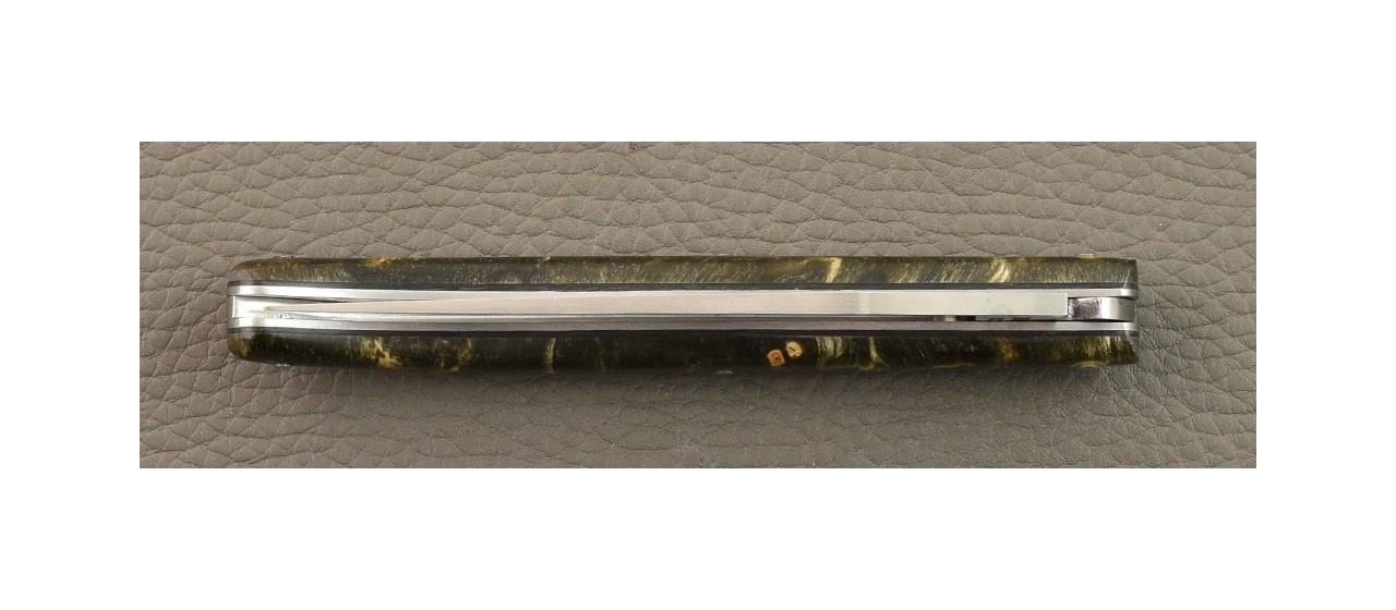 Laguiole 12cm plein manche Loupe de Peuplier noire par Jérôme Latreille