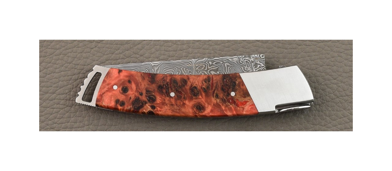 Le Thiers® Gentleman Damascus Stabilized red poplar burl