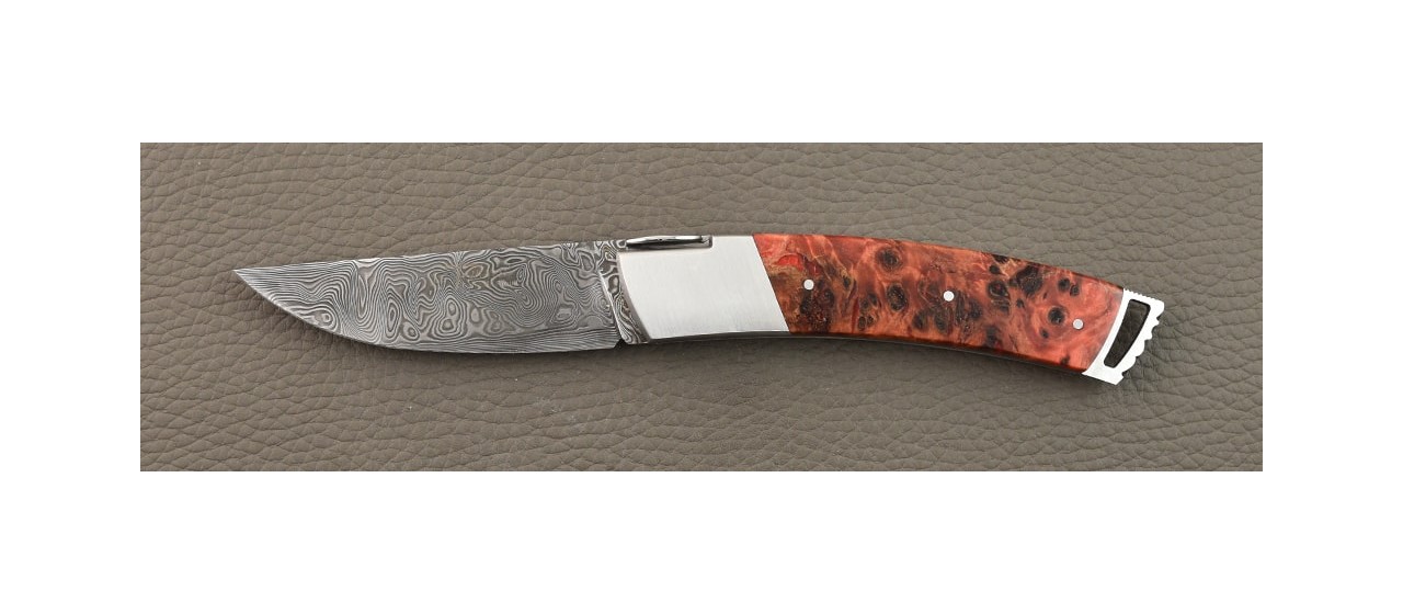 Le Thiers® Gentleman Damascus Stabilized red poplar burl