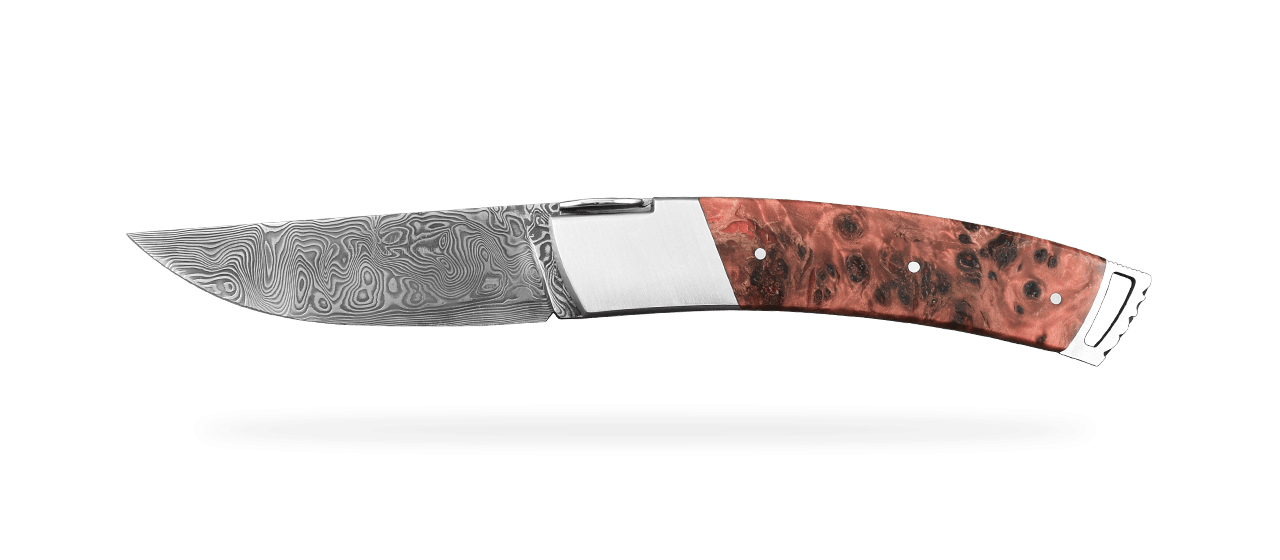 Le Thiers® Gentleman Damascus Stabilized red poplar burl