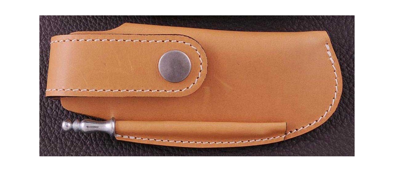 Camel genuine leather pouch handmade in France