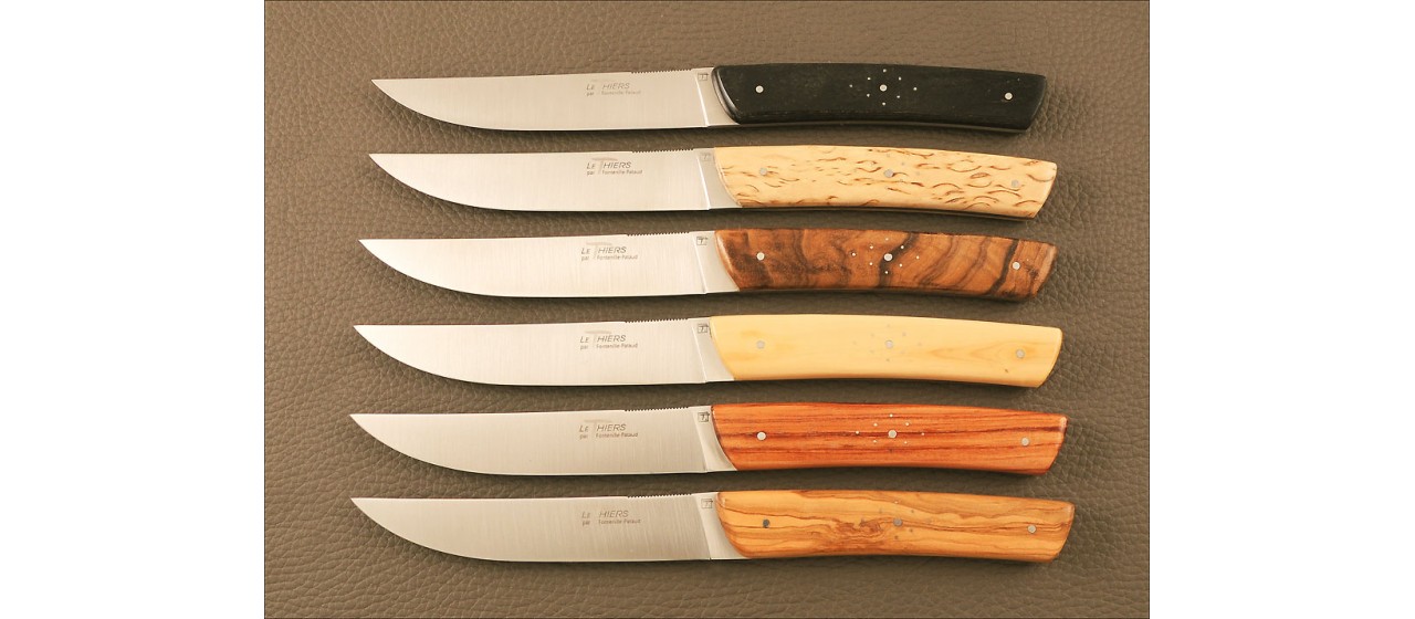 Set of 6 LE THIERS® table steak knives with cocobolo wood handle and  stainless steel blade