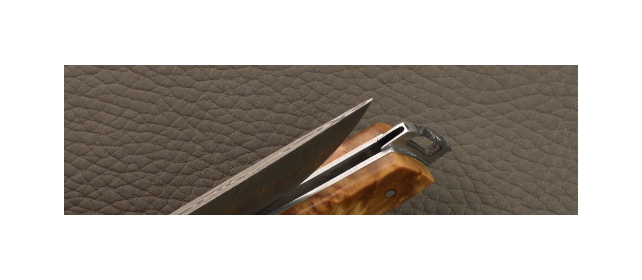 Le Thiers® Nature Damascus Full handle Stabilized poplar burl