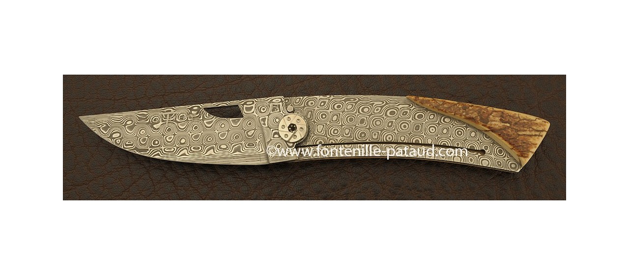 Le Thiers Knife Damascus Range Mammoth fossilized