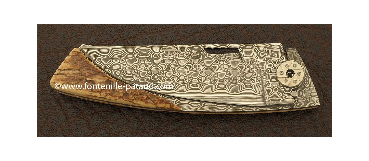 Le Thiers Knife Damascus Range Mammoth fossilized