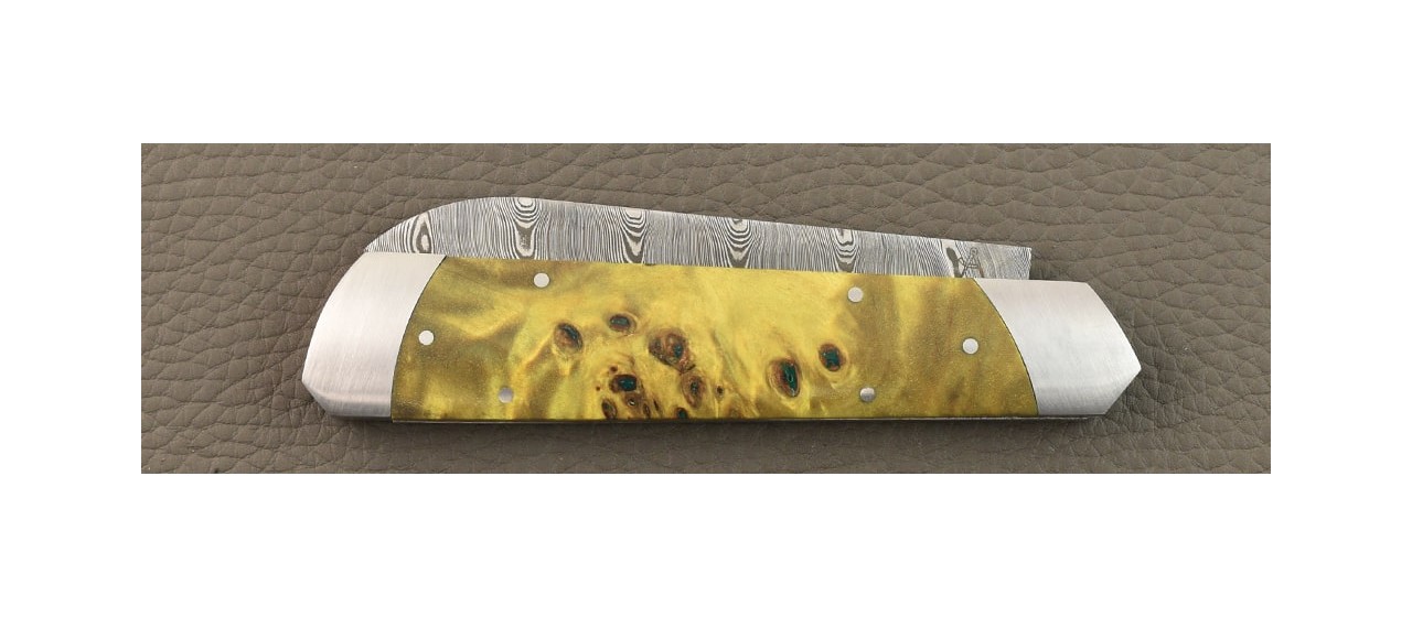 Le Pradel Damascus Stabilized green poplar burl