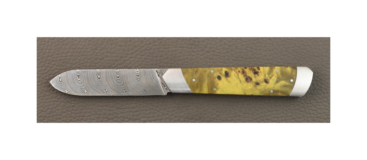 Le Pradel Damascus Stabilized green poplar burl