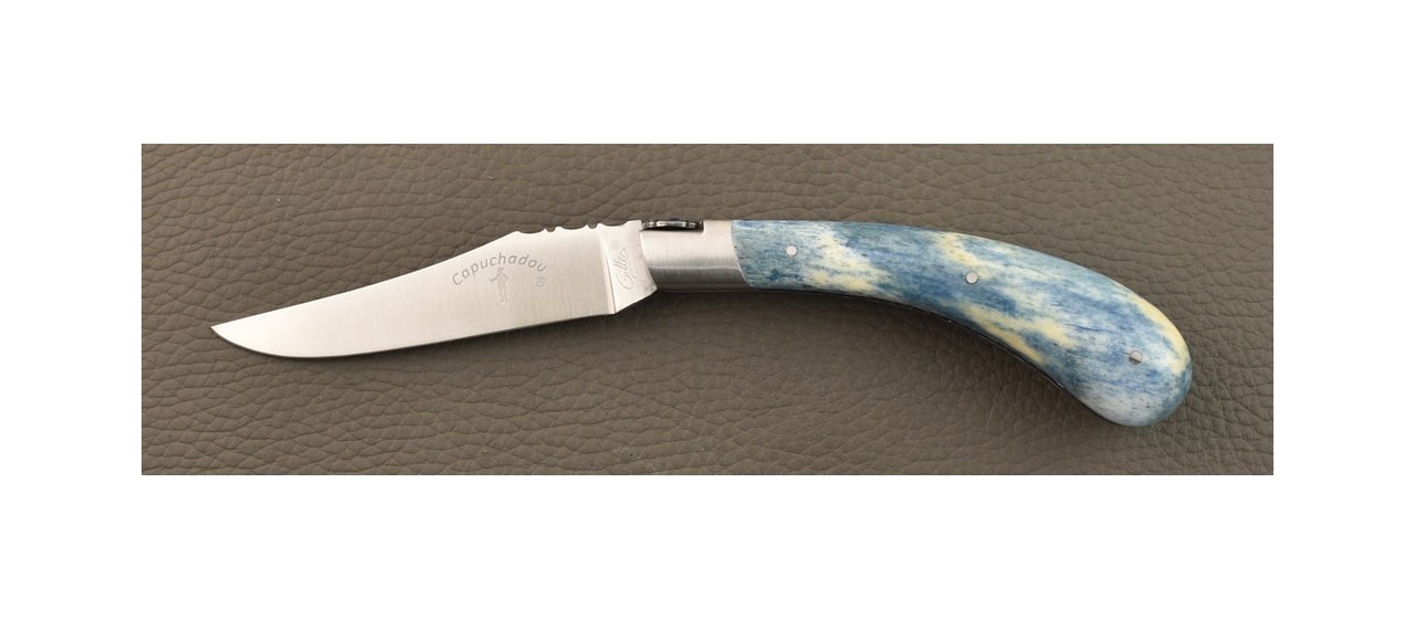 "Le Capuchadou®-Guilloché" 12 cm hand made knife, Real giraffe bone