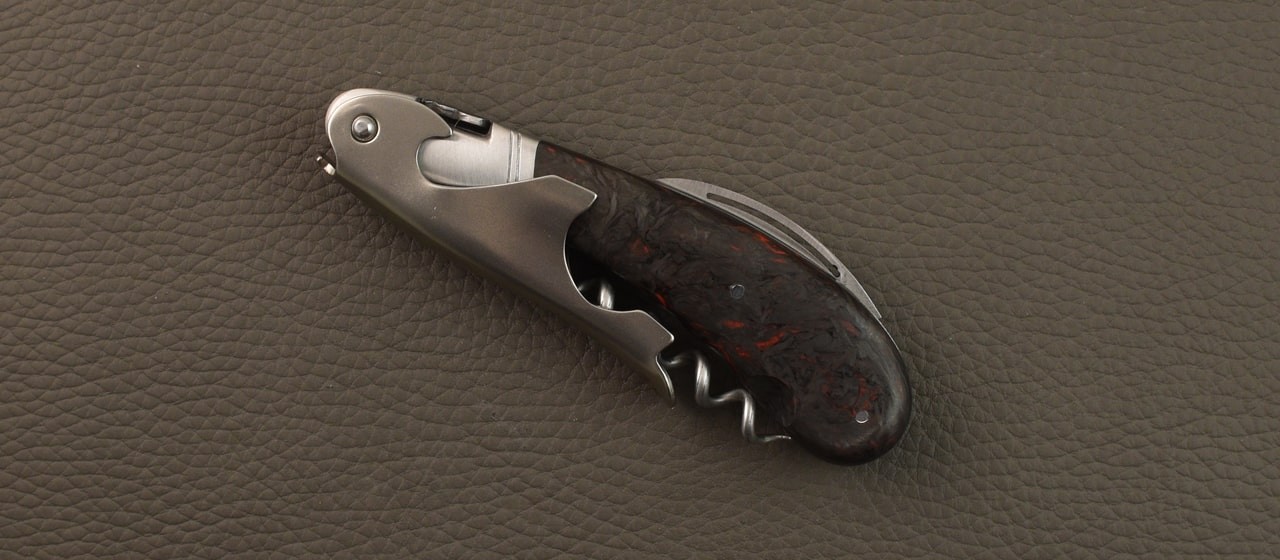 Laguiole Magnum corkscrew Fat Carbon Red Dark Matter