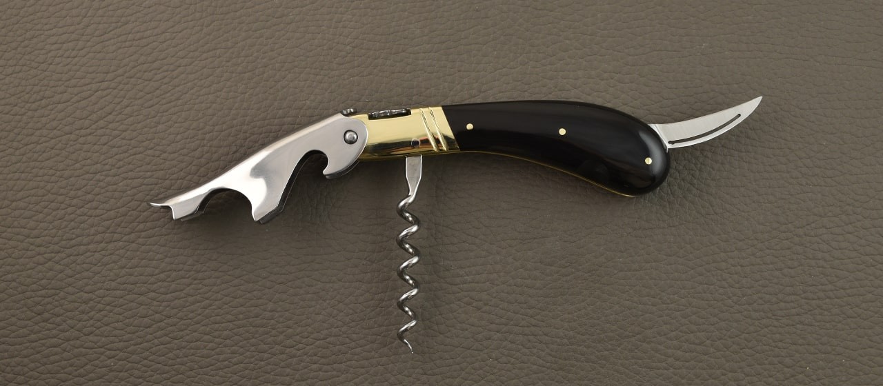 Laguiole Magnum Buffalo horn tip and brass bolster