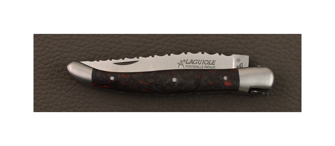 Laguiole Traditionnel 12 cm Guilloché Dark Matter Rouge