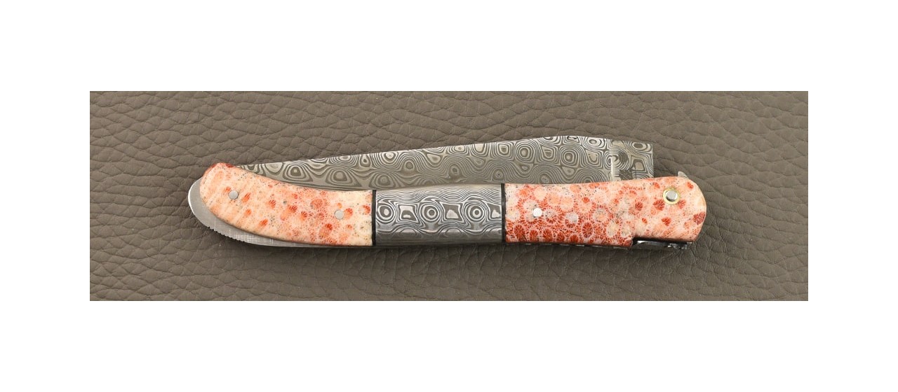 Laguiole Nature Damas Corail et Mitre Centrale Damas