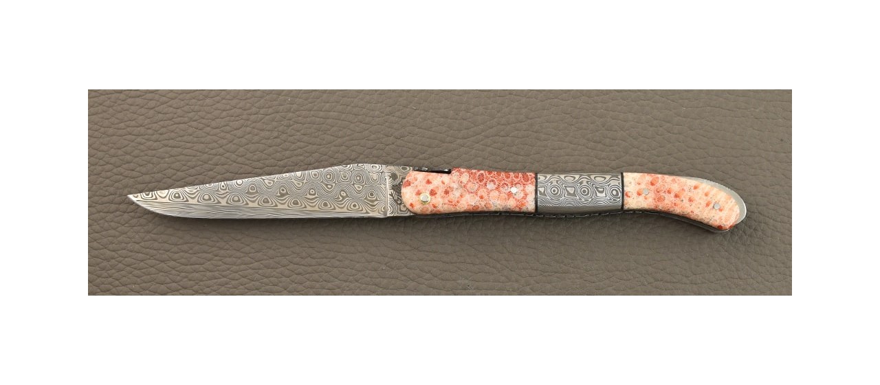 Laguiole Nature Damas Corail et Mitre Centrale Damas