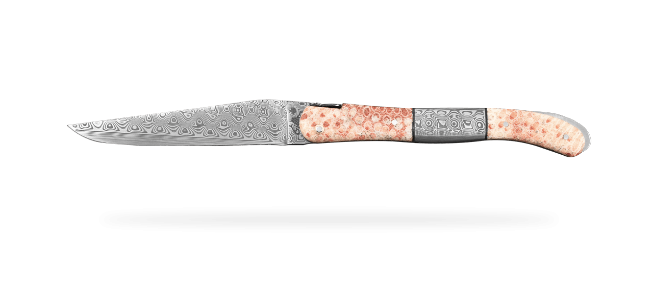 Laguiole Nature Damas Corail et Mitre Centrale Damas