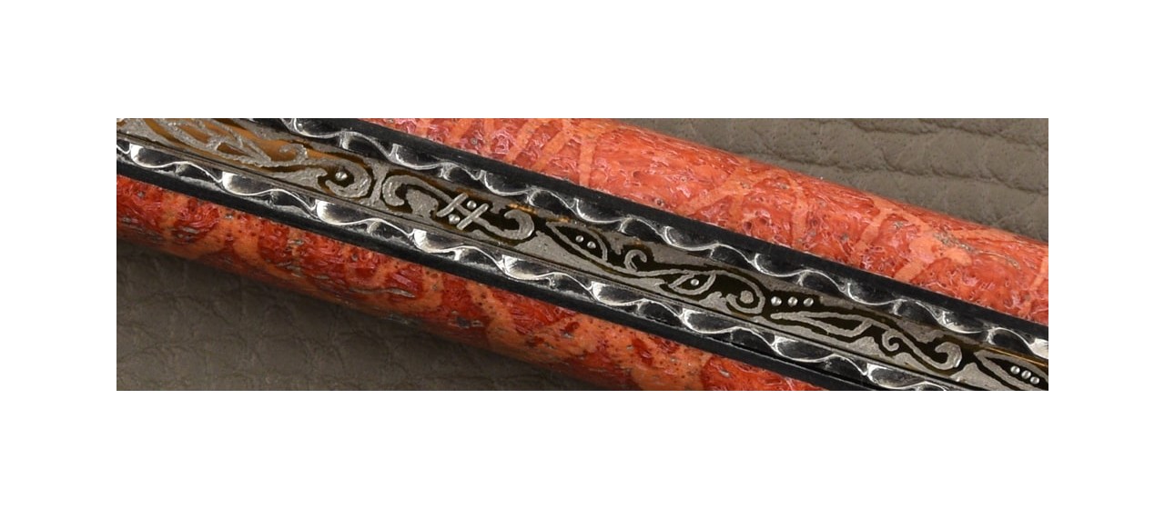 Laguiole Nature Damascus Range Full handle Red Coral