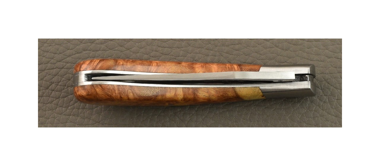 "Le Capuchadou®" 10 cm hand made knife, Amboyna burl