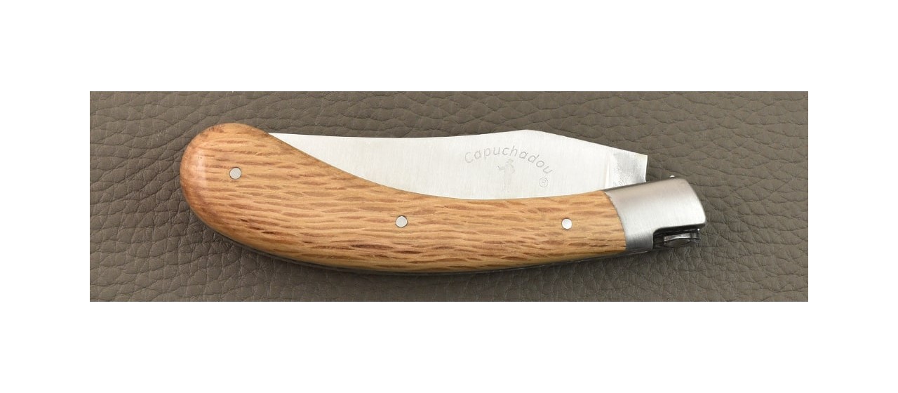 "Le Capuchadou®" 12 cm handmade knife, Green Oak