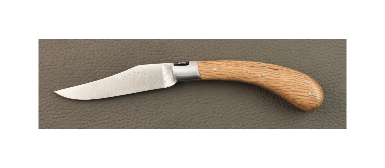 "Le Capuchadou®" 12 cm handmade knife, Green Oak