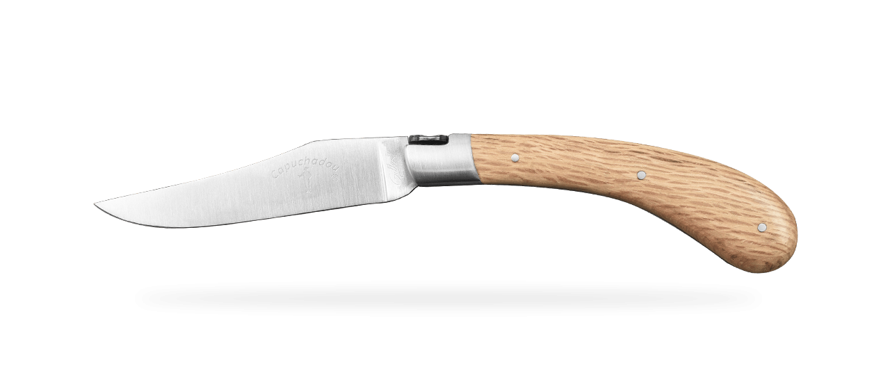 "Le Capuchadou®" 12 cm handmade knife, Green Oak