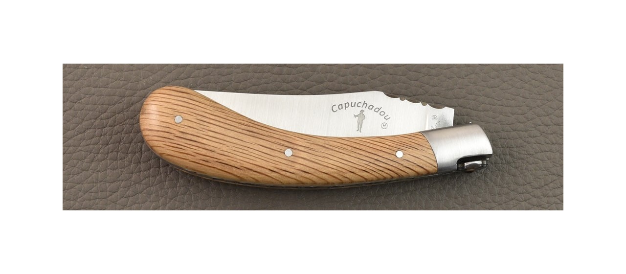 "Le Capuchadou®-Guilloché" 12 cm handmade knife, Stabilized palm tree