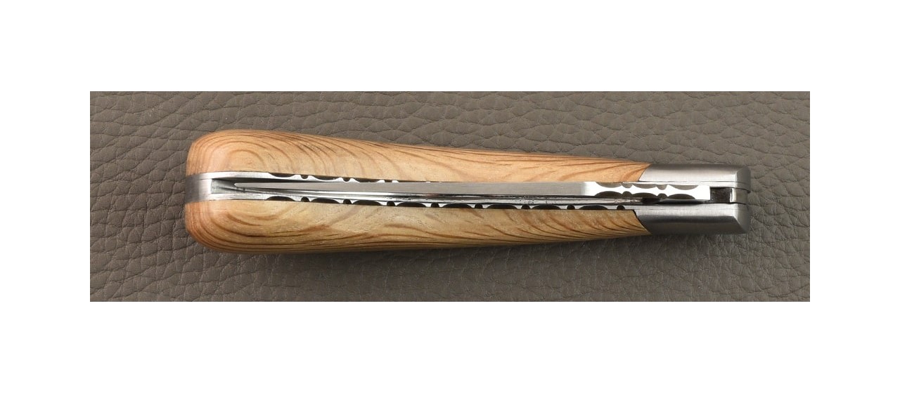 "Le Capuchadou®-Guilloché" 12 cm handmade knife, Stabilized palm tree