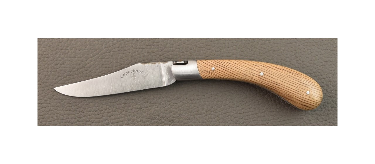 "Le Capuchadou®-Guilloché" 12 cm handmade knife, Stabilized palm tree